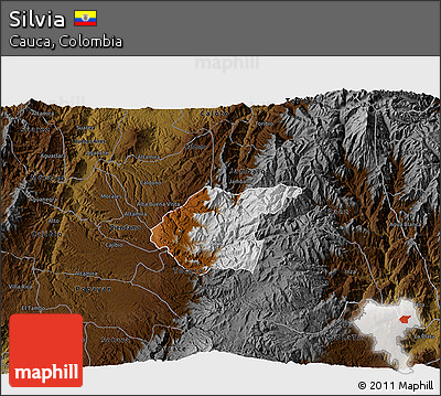 Physical 3D Map of Silvia, darken