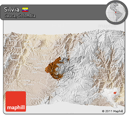 Physical 3D Map of Silvia, lighten