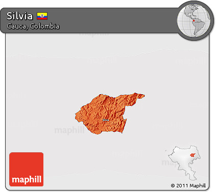 Political 3D Map of Silvia, single color outside