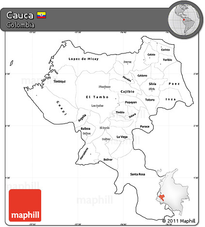 Blank Simple Map of Cauca, cropped outside