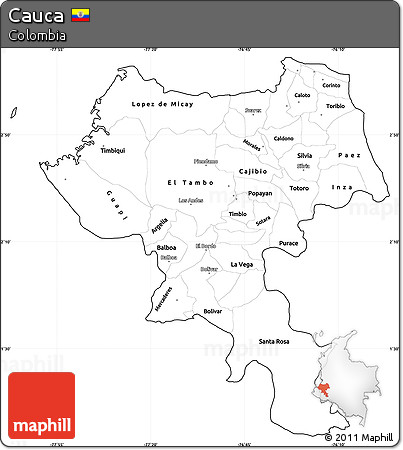 Blank Simple Map of Cauca, cropped outside