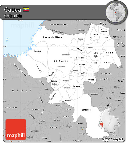 Gray Simple Map of Cauca