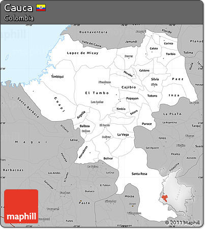 Gray Simple Map of Cauca