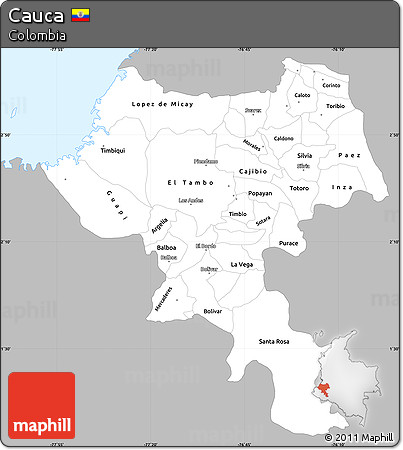 Gray Simple Map of Cauca, single color outside