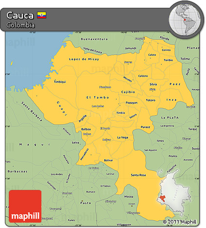 Savanna Style Simple Map of Cauca