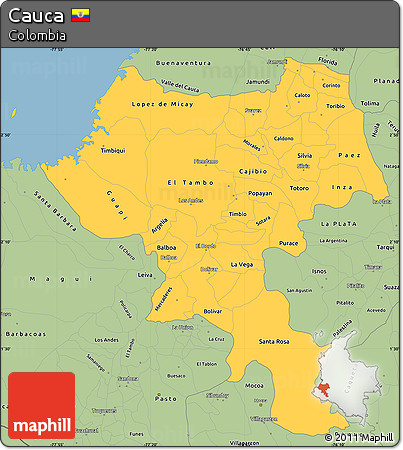 Savanna Style Simple Map of Cauca