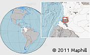 Gray Location Map of Suarez, highlighted country, highlighted parent region, hill shading