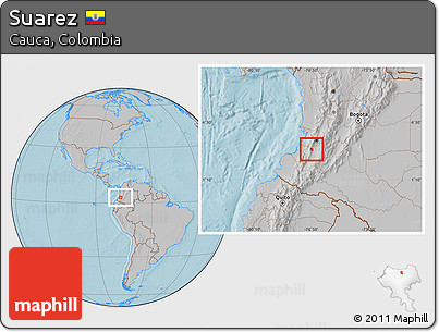 Gray Location Map of Suarez, hill shading