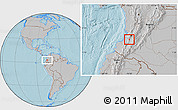 Gray Location Map of Suarez, hill shading