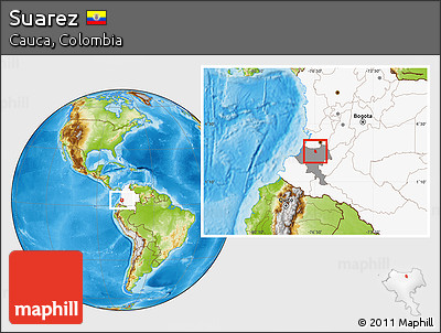 Physical Location Map of Suarez, highlighted country, highlighted parent region