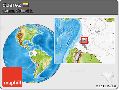 Physical Location Map of Suarez, highlighted country, highlighted parent region