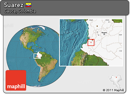 Satellite Location Map of Suarez, highlighted country