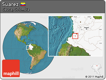 Satellite Location Map of Suarez, highlighted country