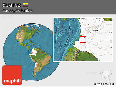 Satellite Location Map of Suarez, highlighted country