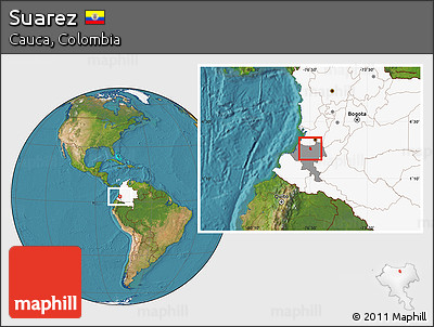 Satellite Location Map of Suarez, highlighted country, highlighted parent region