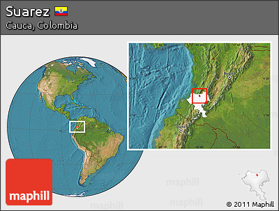 Satellite Location Map of Suarez, highlighted parent region