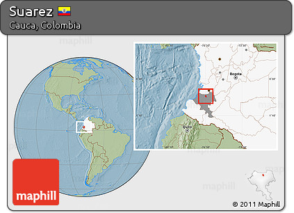 Savanna Style Location Map of Suarez, highlighted country, highlighted parent region, hill shading
