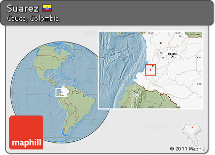 Savanna Style Location Map of Suarez, highlighted country, hill shading
