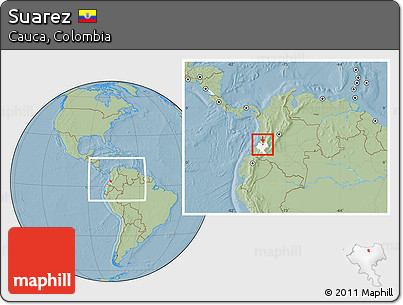 Savanna Style Location Map of Suarez, highlighted parent region, within the entire country, hill shading