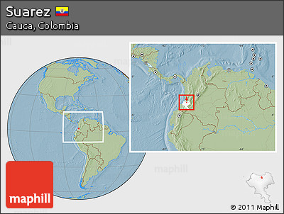 Savanna Style Location Map of Suarez, highlighted parent region, within the entire country, hill shading