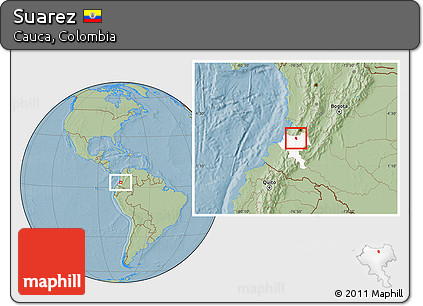 Savanna Style Location Map of Suarez, highlighted parent region, hill shading
