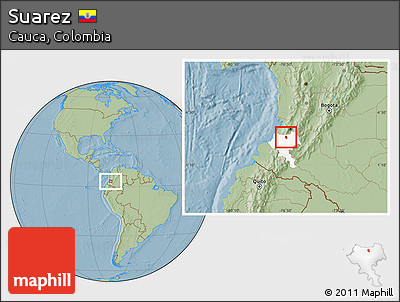 Savanna Style Location Map of Suarez, highlighted parent region, hill shading