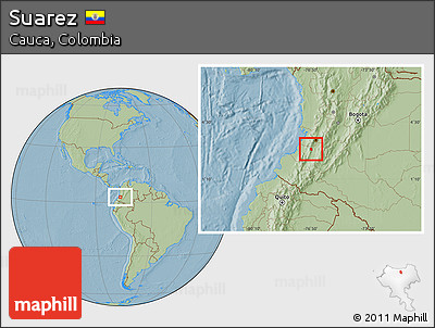 Savanna Style Location Map of Suarez, hill shading
