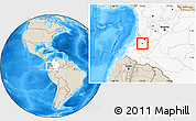 Shaded Relief Location Map of Suarez, highlighted country