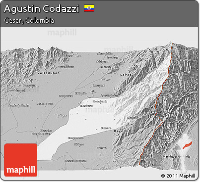 Gray 3D Map of Agustin Codazzi
