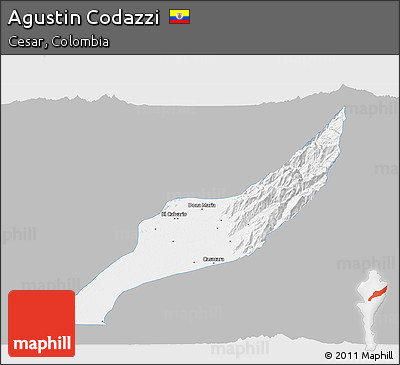 Gray 3D Map of Agustin Codazzi, single color outside