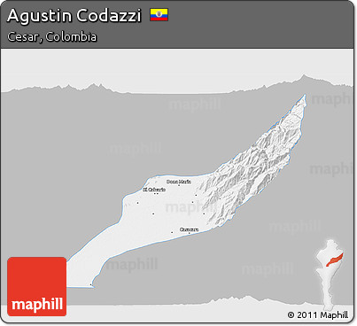 Gray 3D Map of Agustin Codazzi, single color outside