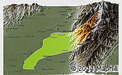 Physical 3D Map of Agustin Codazzi, darken, semi-desaturated
