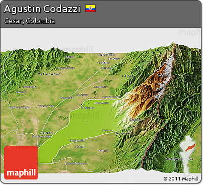 Physical 3D Map of Agustin Codazzi, satellite outside