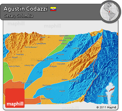 Political 3D Map of Agustin Codazzi