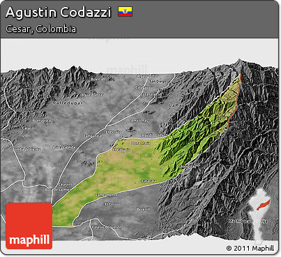 Satellite 3D Map of Agustin Codazzi, desaturated