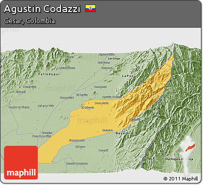 Savanna Style 3D Map of Agustin Codazzi