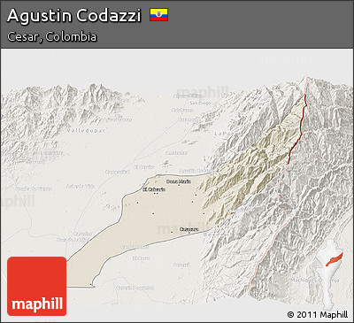 Shaded Relief 3D Map of Agustin Codazzi, lighten