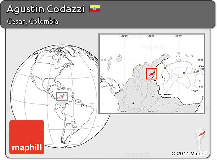 Blank Location Map of Agustin Codazzi, highlighted country