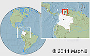 Savanna Style Location Map of Agustin Codazzi, highlighted country, highlighted parent region, within the entire country, hill shading