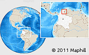 Shaded Relief Location Map of Agustin Codazzi, highlighted country, within the entire country
