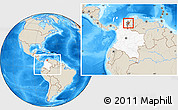 Shaded Relief Location Map of Agustin Codazzi, highlighted country, highlighted parent region, within the entire country
