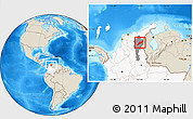 Shaded Relief Location Map of Agustin Codazzi, highlighted country, highlighted parent region
