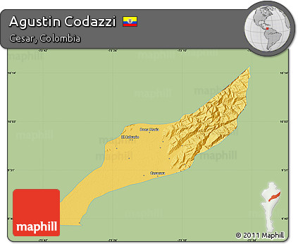 Savanna Style Map of Agustin Codazzi, single color outside