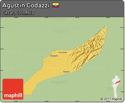 Savanna Style Map of Agustin Codazzi, single color outside