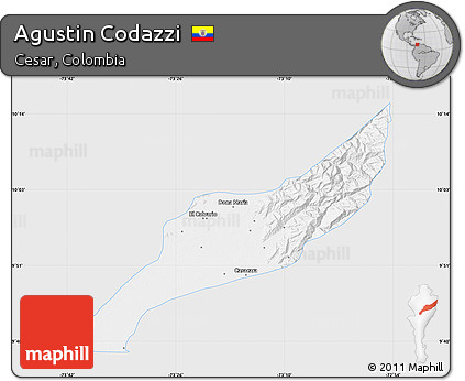 Silver Style Map of Agustin Codazzi, single color outside