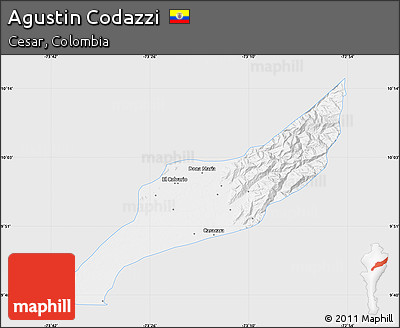 Silver Style Map of Agustin Codazzi, single color outside