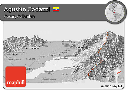 Gray Panoramic Map of Agustin Codazzi