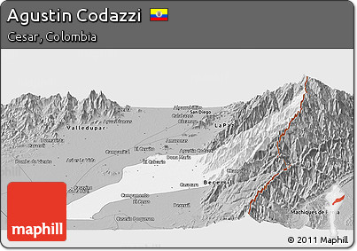 Gray Panoramic Map of Agustin Codazzi