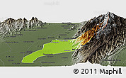 Physical Panoramic Map of Agustin Codazzi, darken, semi-desaturated