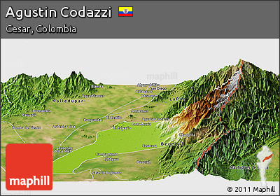 Physical Panoramic Map of Agustin Codazzi, satellite outside